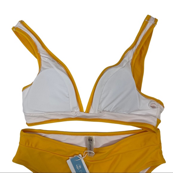 Cupshe 2 Piece Bikini Bottoms NWT Top NWOT Yellow - Orange Size Large - Picture 5 of 7